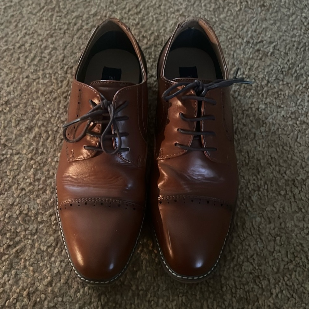 Brown kids dress shoes